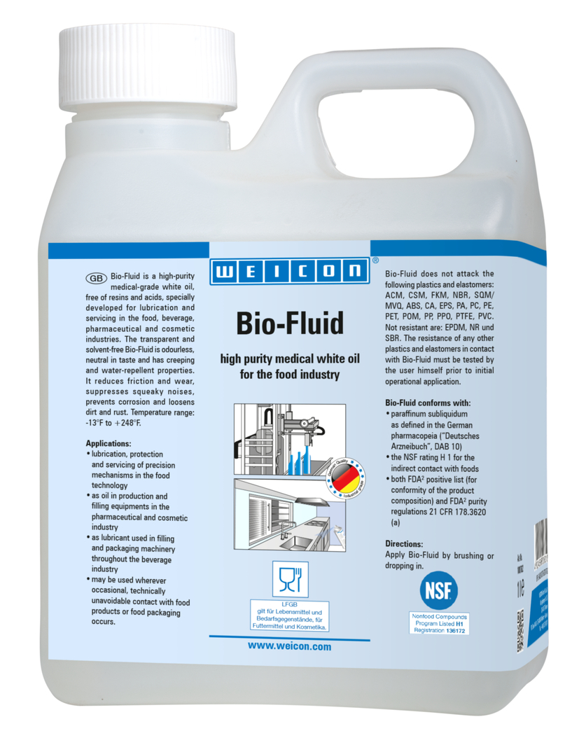 Líquido Bio-Fluid | óleo lubrificante e de manutenção para o sector alimentar NSF H1