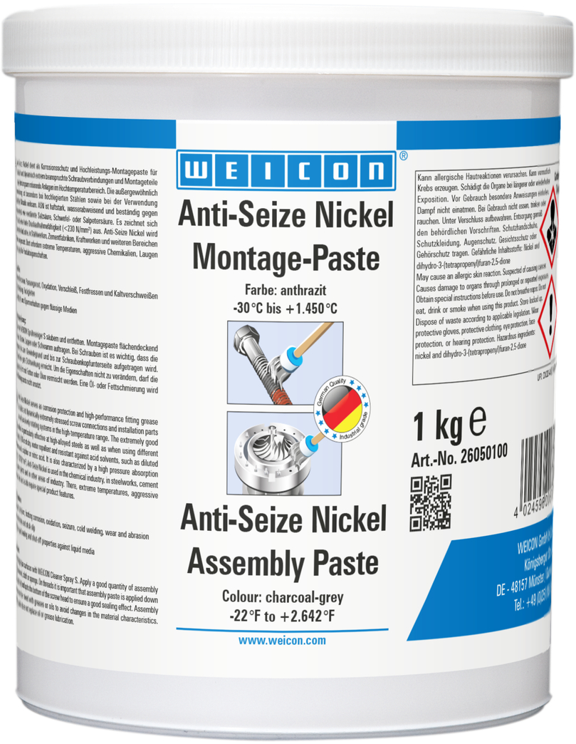 Pasta de Montagem Anti-Seize Níquel | pasta lubrificante e desmoldante, resistente a altas temperaturas