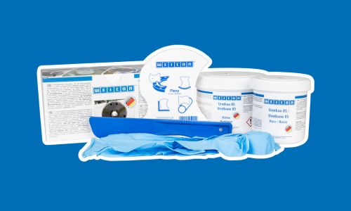 Sistema de uretano sobre fundo azul