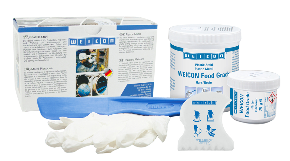 WEICON Food Grade | sistema de resina epóxi com carga mineral para proteção contra o desgaste, aprovação alimentar