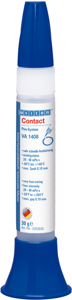 Adesivo Cianoacrilato WEICON Contato VA 1408 | adesivo instantâneo resistente à humidade com viscosidade baixa