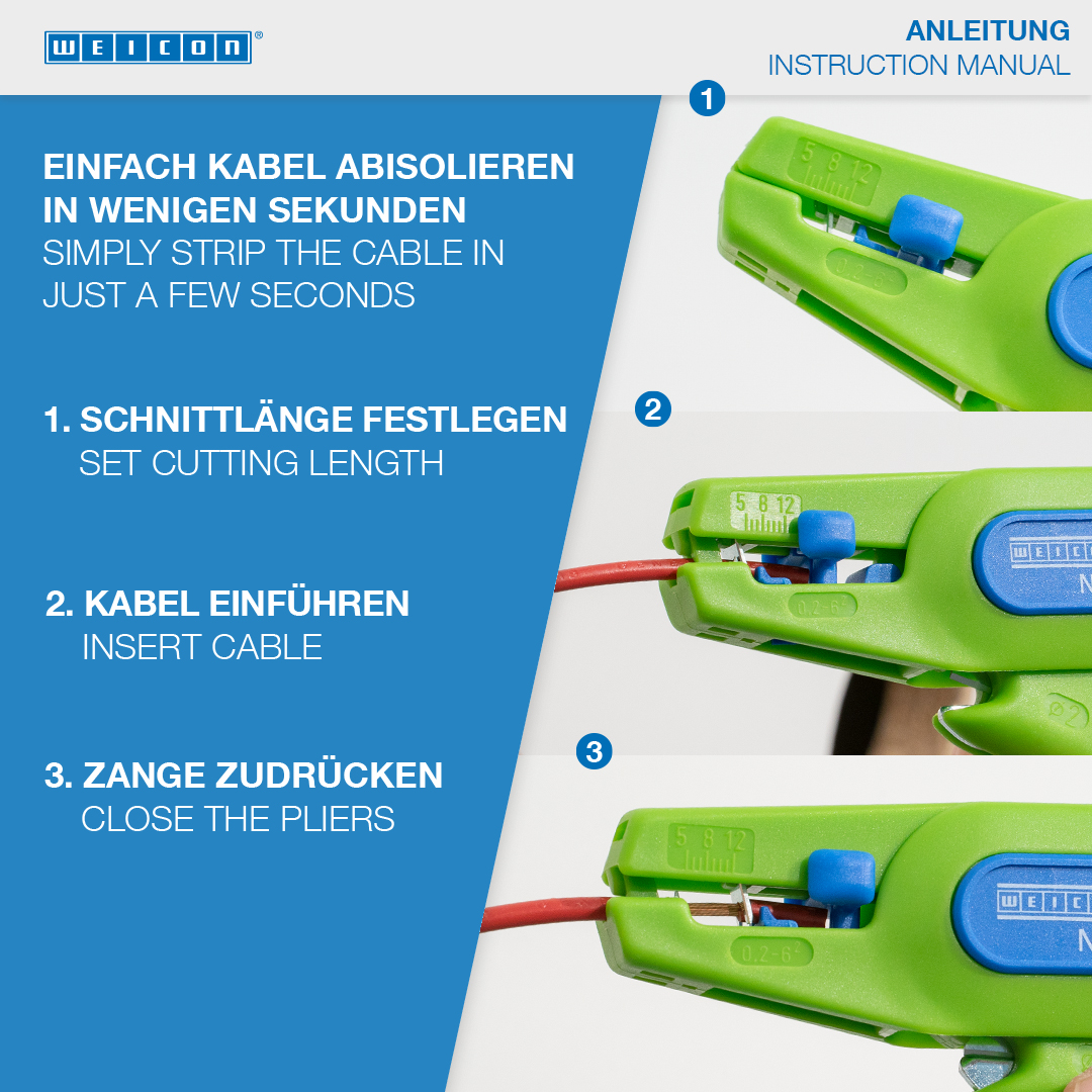 Wire Stripper No. 5 Green Line | ferramenta de descarne sustentável I para todos os condutores trançados e sólidos comuns, intervalo de trabalho 0,2 - 6,0 mm²